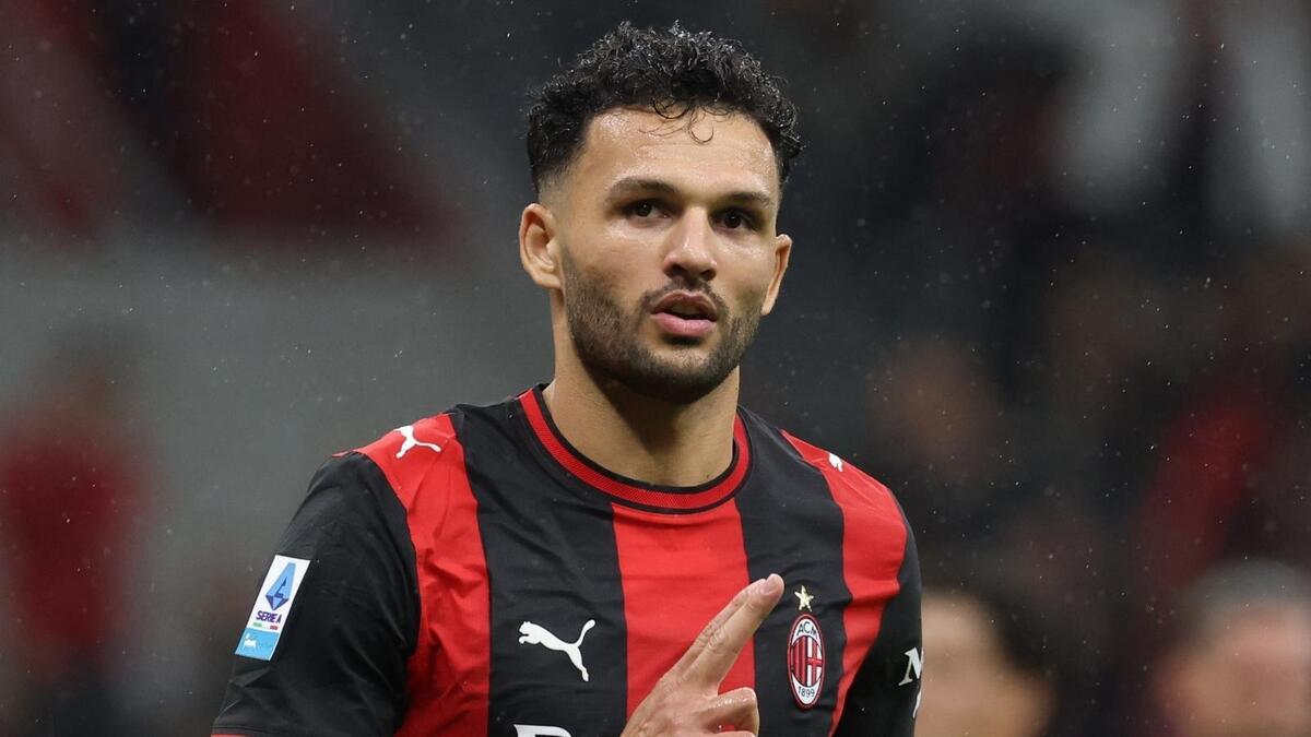 Gonçalo Ramos (attaccante AC Milan), esulta per il suo gol in Milan-Atalanta 3-2 (Serie A 2026-2027)