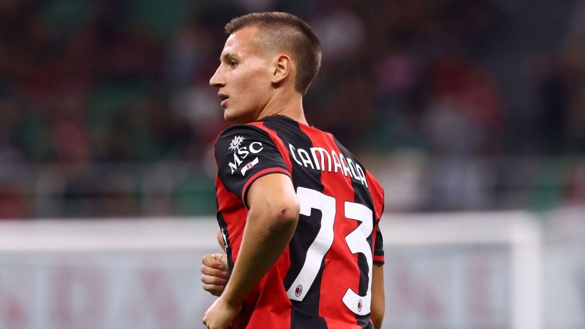 Francesco Camarda (attaccante AC Milan), qui durante Milan-Lecce 3-0 (Serie A 2026-2027)