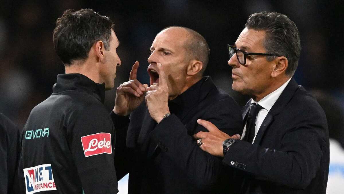 Massimiliano Allegri (allenatore SSC Napoli) espulso nel finale di Napoli-Roma 3-3 (Serie A 2026-2027)