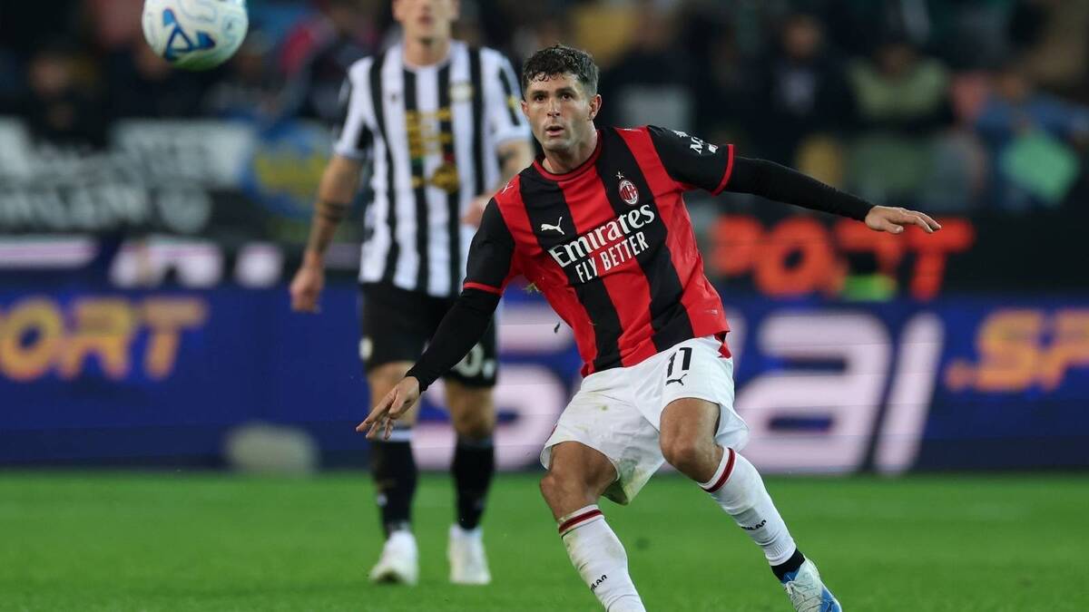 Christian Pulisic (attaccante AC Milan), qui durante Udinese-Milan 0-2 (Serie A 2026-2027)