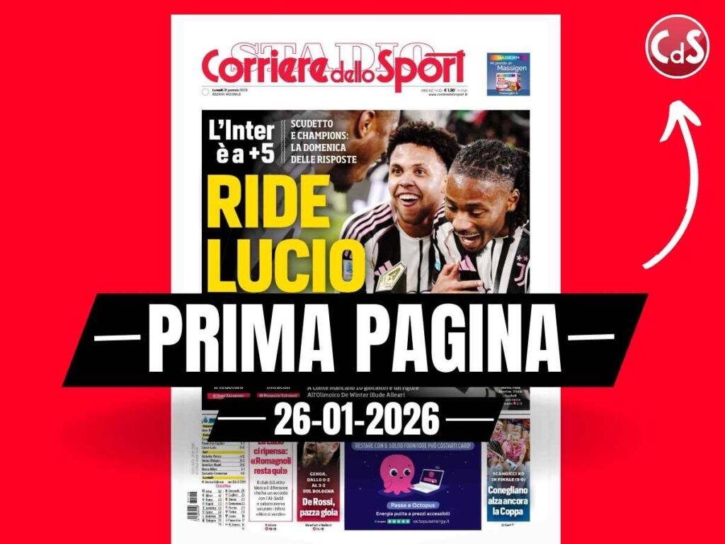Prima pagina Corriere dello Sport: "Gasp rallenta il Milan: De Winter illude Allegri, poi il pari"