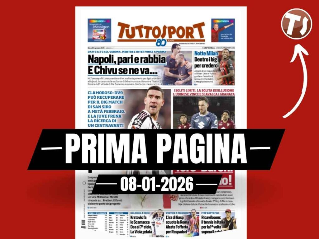 Prima pagina Tuttosport: "Notte Milan, dentro i big per crederci"