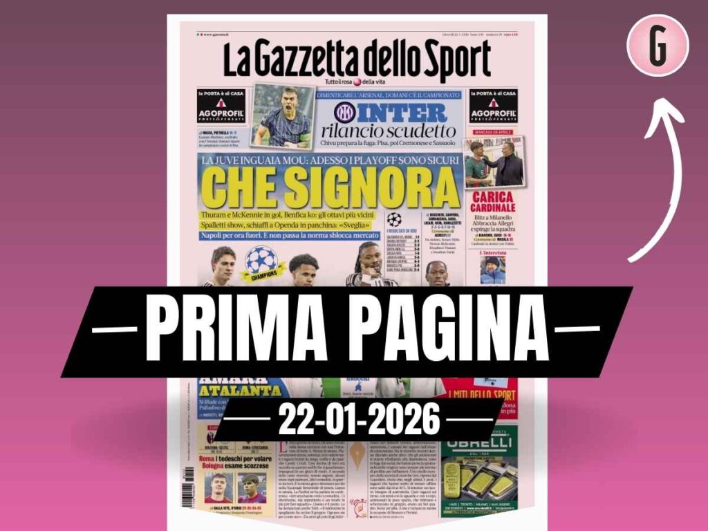 Prima pagina Gazzetta dello Sport: "Milan, carica Cardinale: blitz a Milanello"