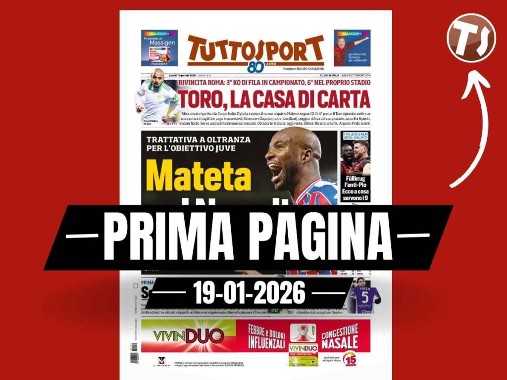 Prima pagina Tuttosport: "Milan, Füllkrug l'anti-Pio: ecco a cosa servono i 9"