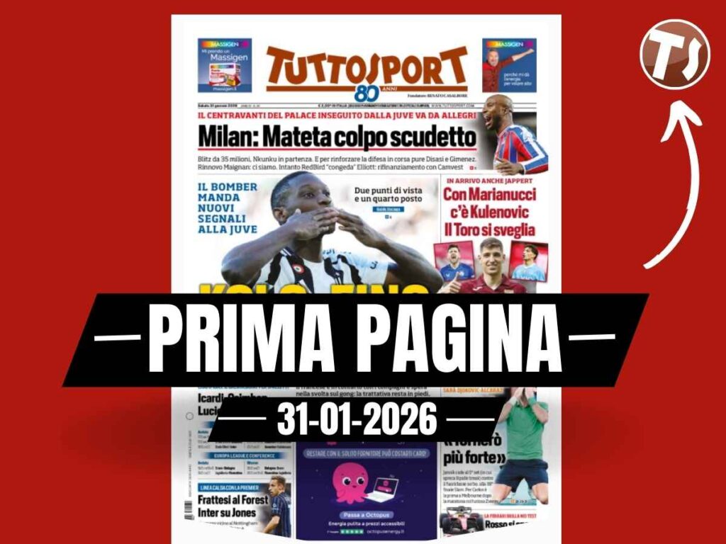 Prima pagina Tuttosport: "Milan, Mateta colpo scudetto"