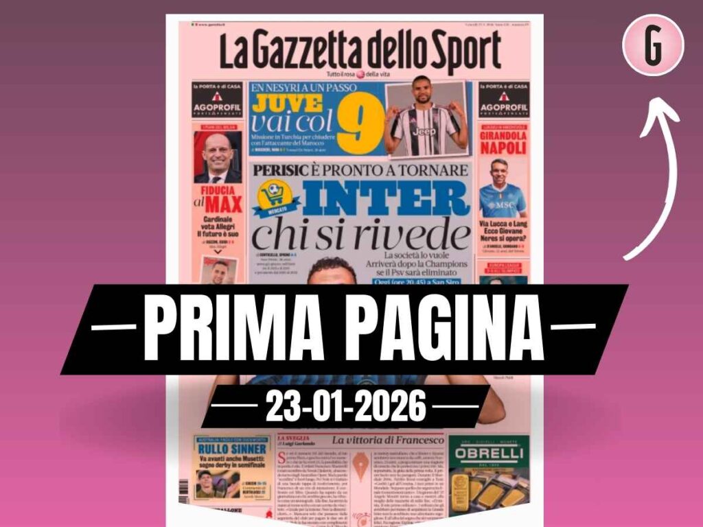 Prima pagina Gazzetta dello Sport: "Milan, fiducia al Max. Cardinale vota Allegri. Il futuro è suo"