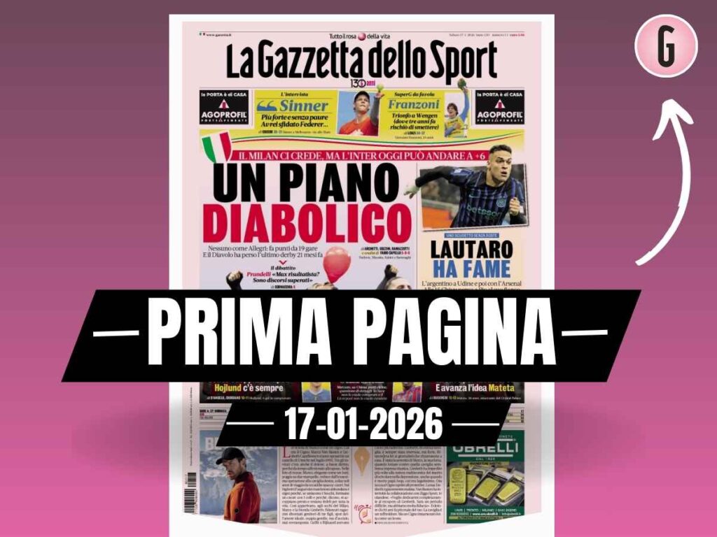 Prima pagina Gazzetta dello Sport: "Scudetto, il Milan ci crede: un piano diabolico"