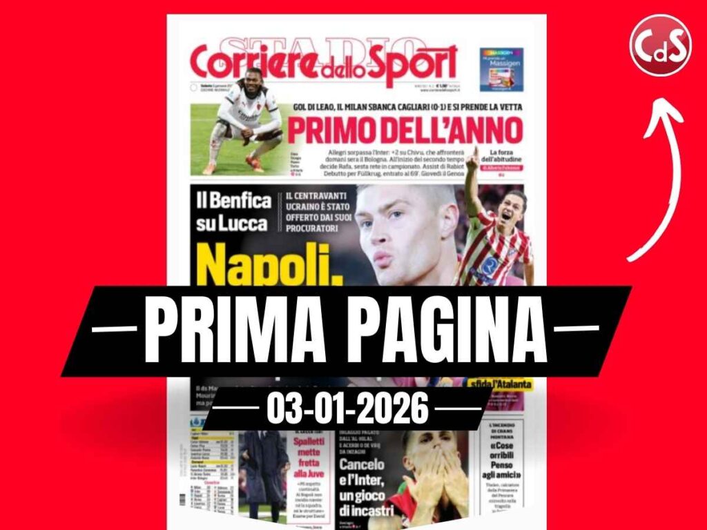 Prima pagina Corriere dello Sport: "Milan, primo dell'anno"