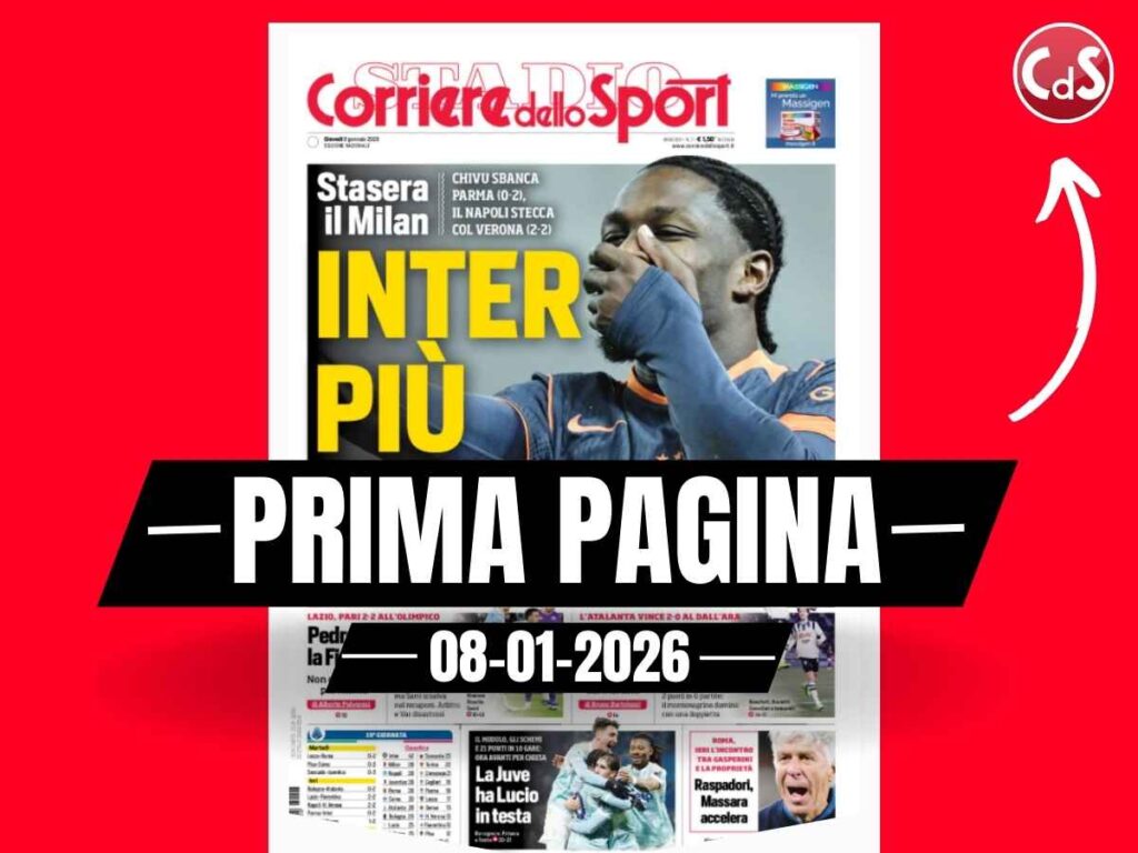 Prima pagina Corriere dello Sport: l'Inter va, il Napoli frena