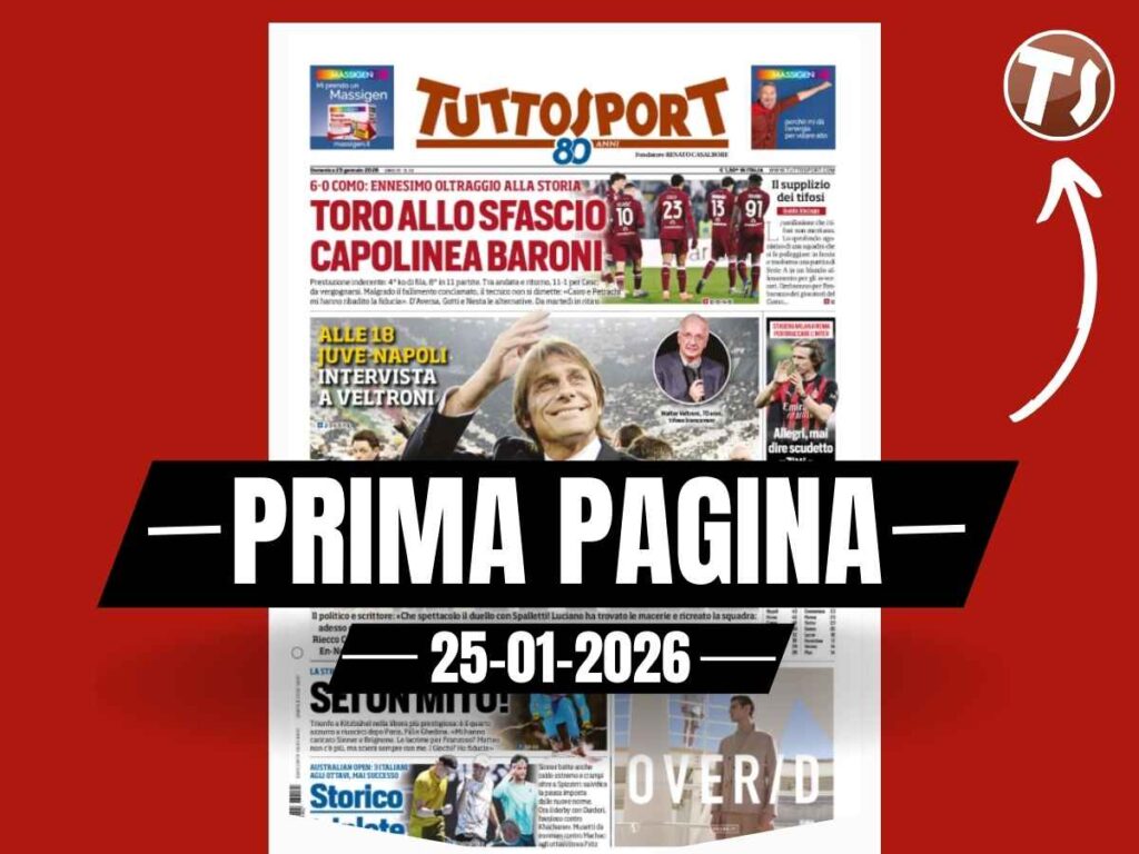 Prima pagina Tuttosport, Allegri mai dire Scudetto: "Zitti e Champions"