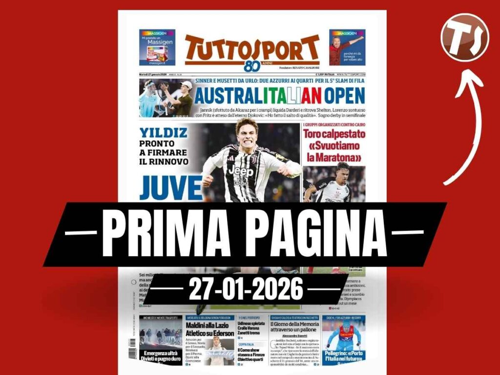 Prima pagina Tuttosport: "Juventus, lo hai convinto! Yildiz pronto a firmare il rinnovo"