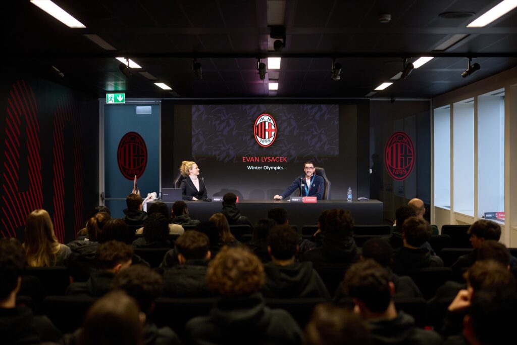 AC Milan Meet Evan Lysacek At The Winter Olympics
