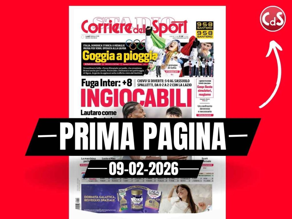 Prima pagina Corriere dello Sport: "Ingiocabili. Fuga Inter, + 8: Chivu si diverte"