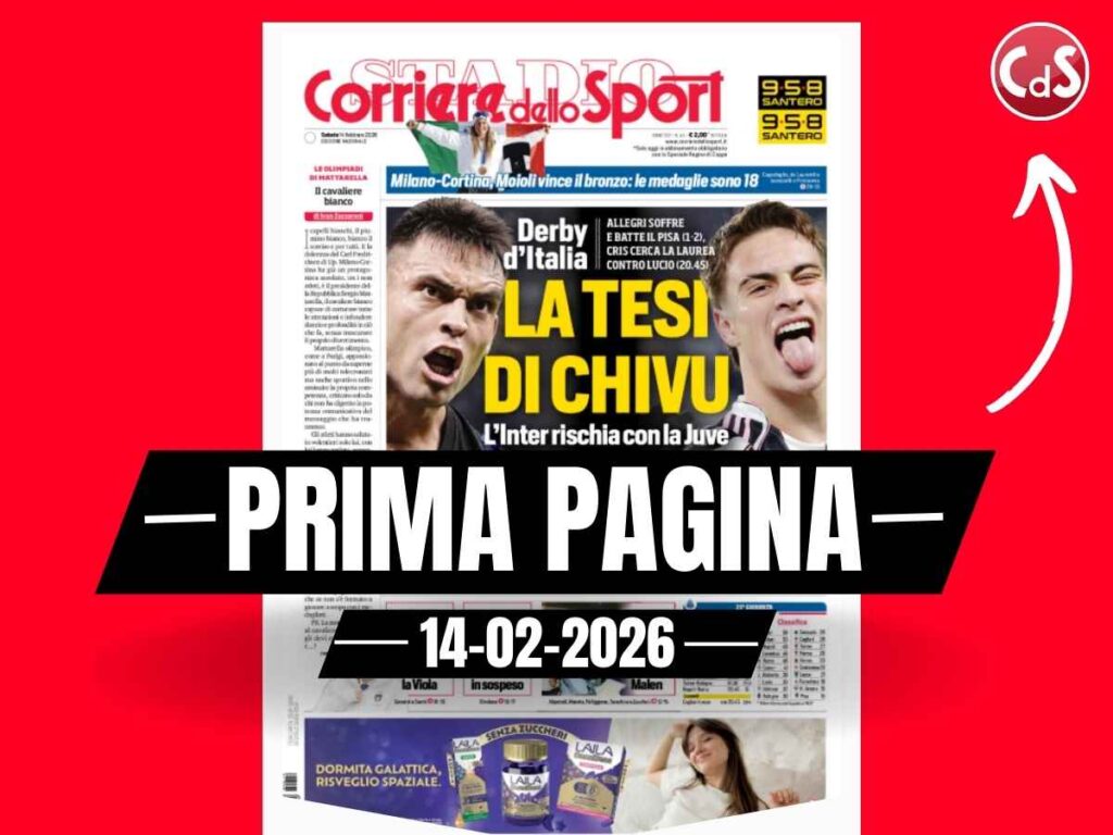 Prima pagina Corriere dello Sport: "Il Milan avanza, ora è a -5"
