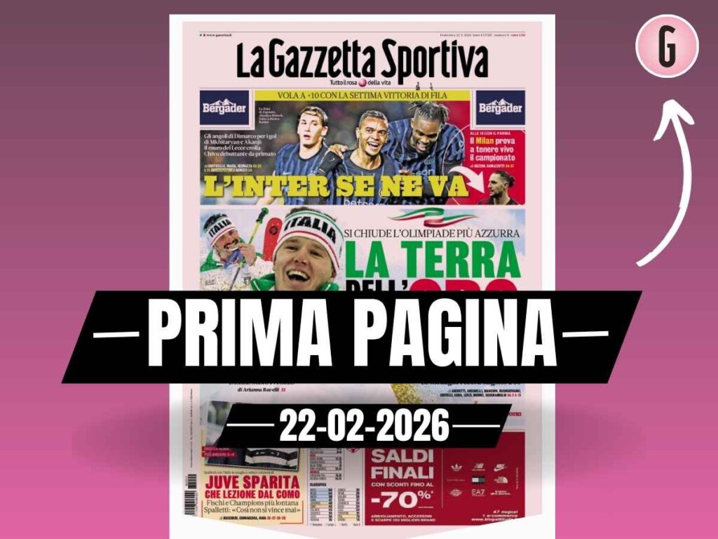 Prima pagina Gazzetta dello Sport: "L'Inter se ne va. Il Milan prova a tenere vivo il campionato"