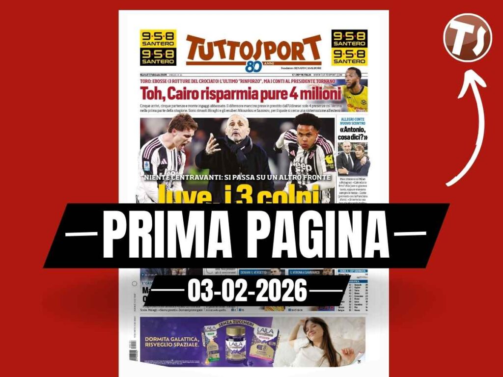 Prima pagina Tuttosport: "Il ginocchio non convince: niente Milan per Mateta"