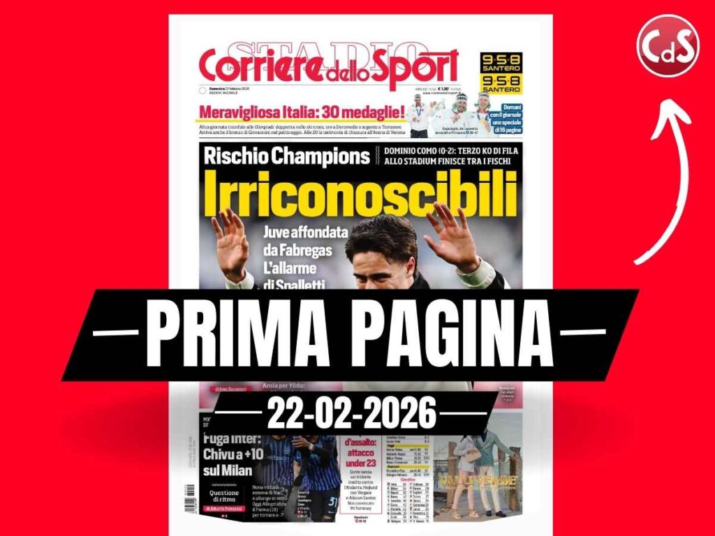 Prima pagina Corriere dello Sport: "Fuga Inter, Chivu a + 10 sul Milan. Oggi Allegri sfida il Parma"