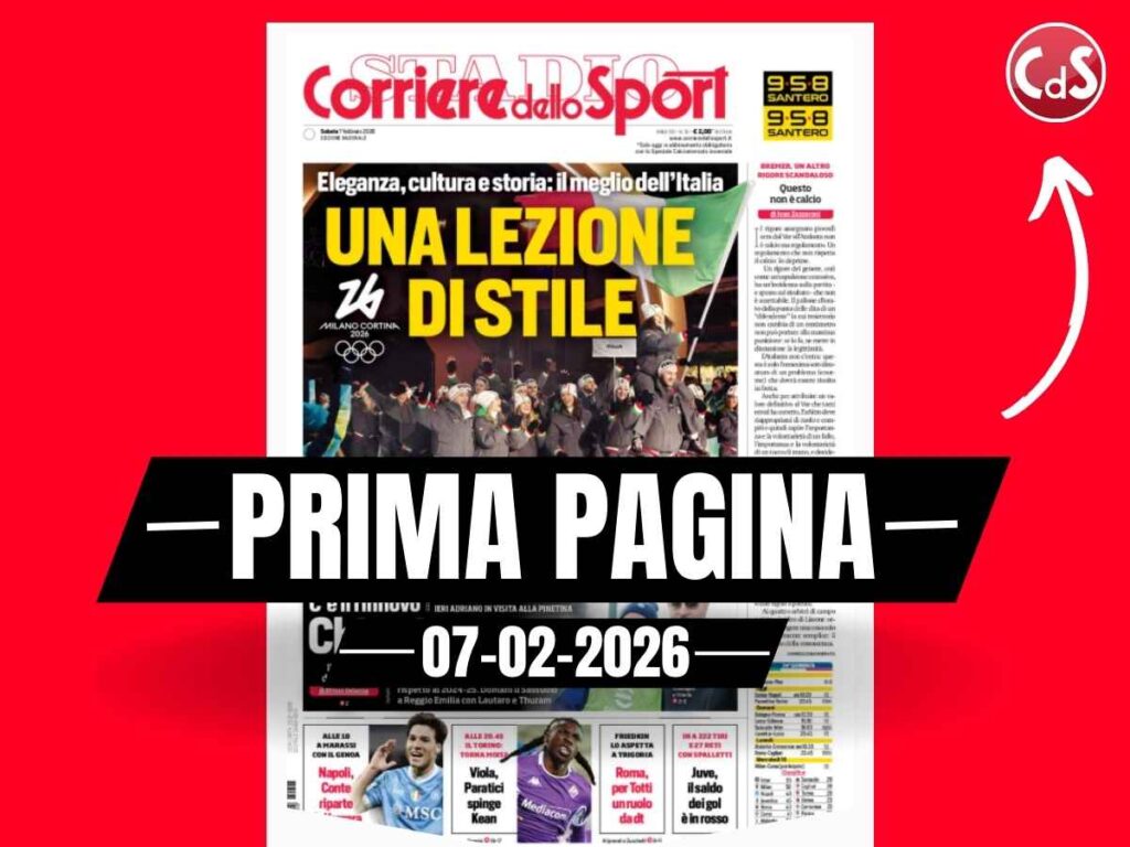 Prima pagina Corriere dello Sport: "Olimpiadi, una lezione di stile"