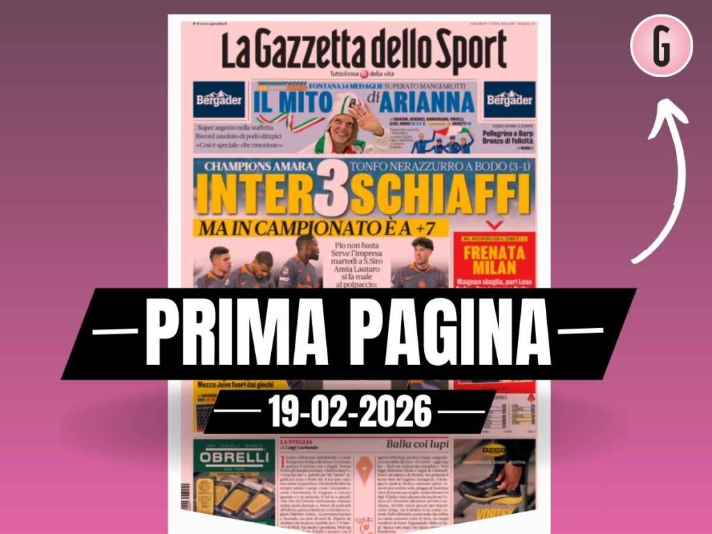 Prima pagina Gazzetta dello Sport: "Frenata Milan, Maignan sbaglia, pari Leao"