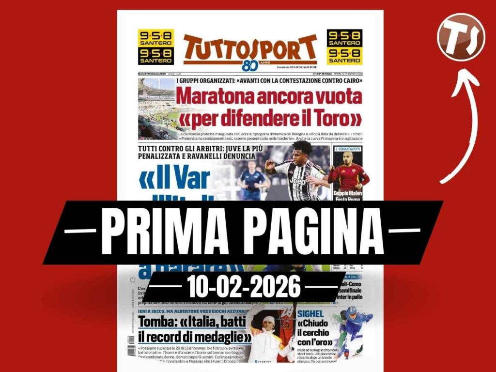 Prima pagina Tuttosport: "La denuncia di Ravanelli: 'Il VAR all'italiana aiuta a barare'"