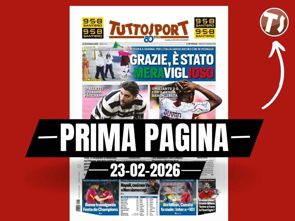 Prima pagina Tuttosport: "Ahi Milan, Cuesta fa male: Inter a + 10. Loftus-Cheek shock"