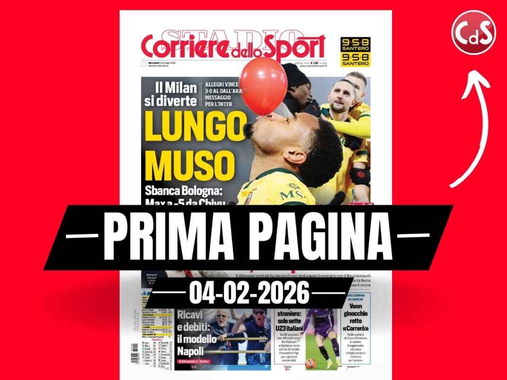 Prima pagina Corriere dello Sport: "Lungo muso: il Milan si diverte e sbanca Bologna"
