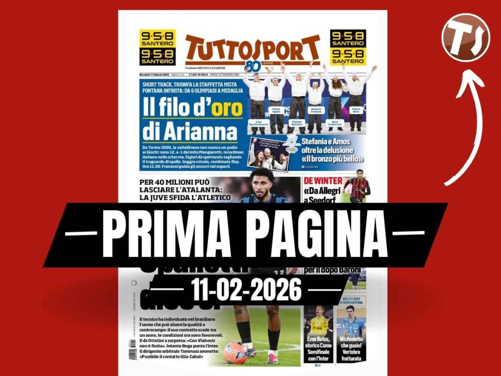 Prima pagina Tuttosport: "De Winter: 'Da Allegri a Seedorf, il mio Milan'"