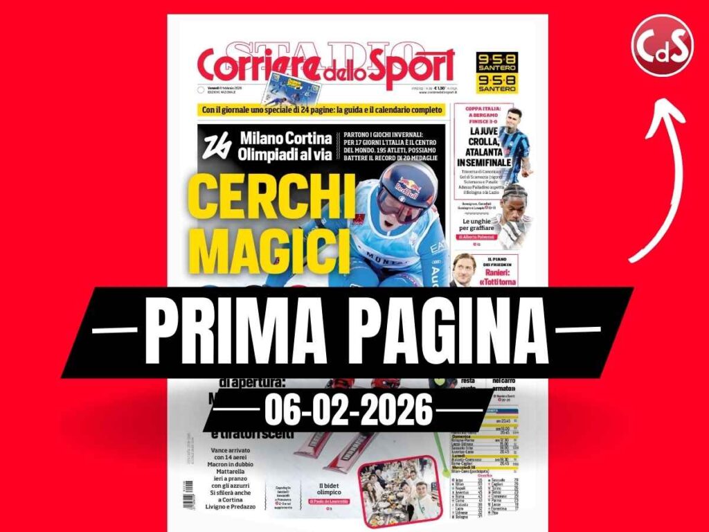 Prima pagina Corriere dello Sport: "Coppa Italia, la Juve crolla. Atalanta in semifinale"