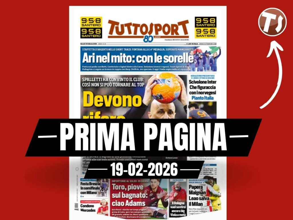 Prima pagina Tuttosport: "Papera Maignan. Leao salva il Milan"