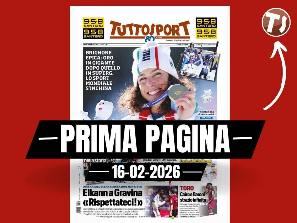 Prima pagina Tuttosport: "Elkann a Gravina: 'Rispettateci!'. Toro: Cairo e Baroni, strazio infinito"