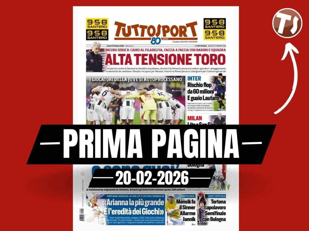 Prima pagina Tuttosport: "Milan-Como, lite a San Siro: Allegri paga, Fàbregas no"