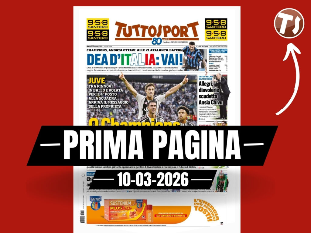 Prima pagina Tuttosport: "Milan-Inter da batticuore. Allegri, diavolerie Scudetto. Ansia Chivu"