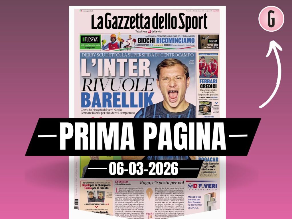 Prima pagina Gazzetta DATA