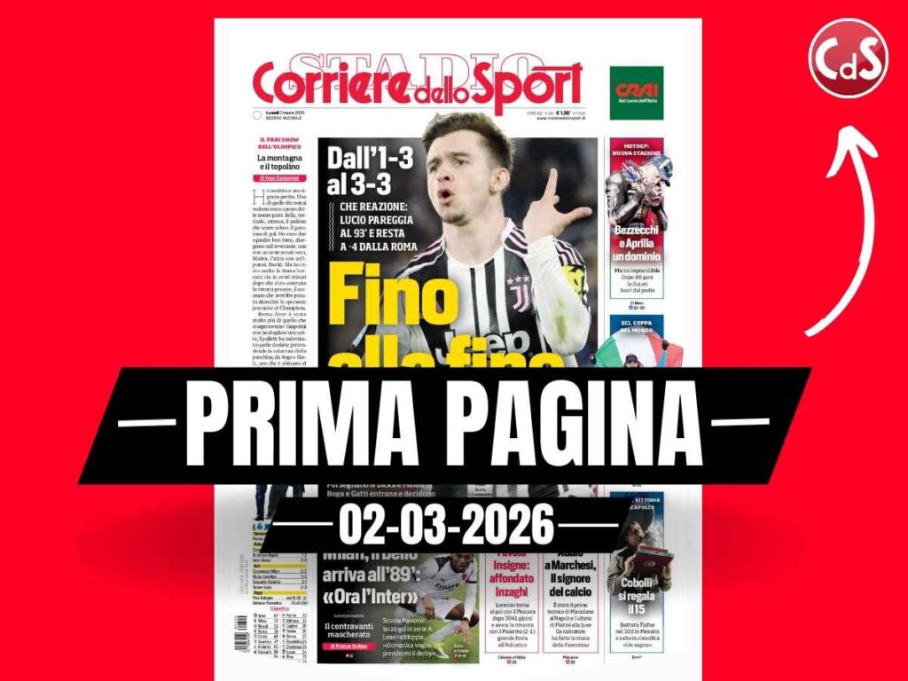 Prima pagina Corriere dello Sport: "Milan, il bello arriva all'89'. 'Ora l'Inter'"