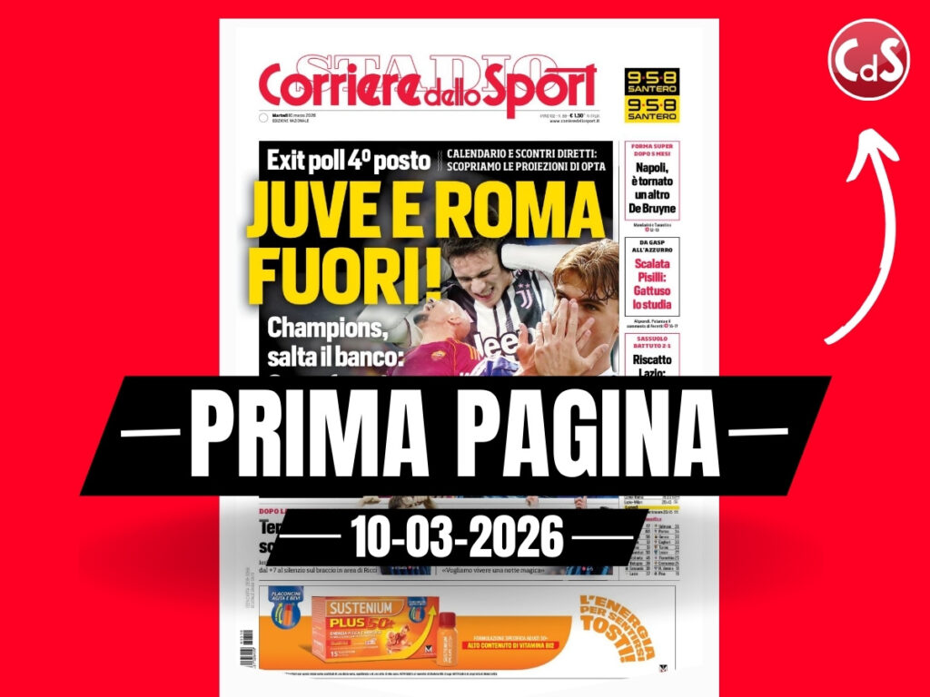 Prima pagina Corriere dello Sport: "Exit poll Champions: Como favorito, Juve e Roma fuori!"