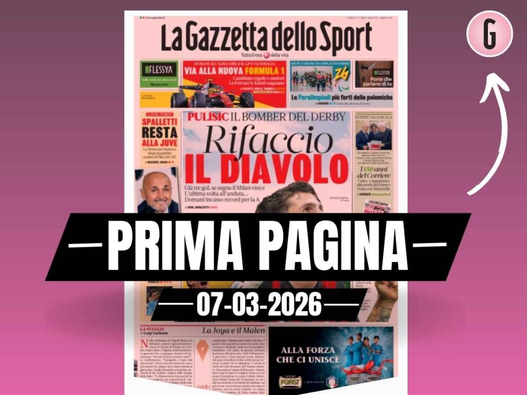 Prima pagina Gazzetta dello Sport: "Pulisic il bomber del Derby. Rifaccio il Diavolo"
