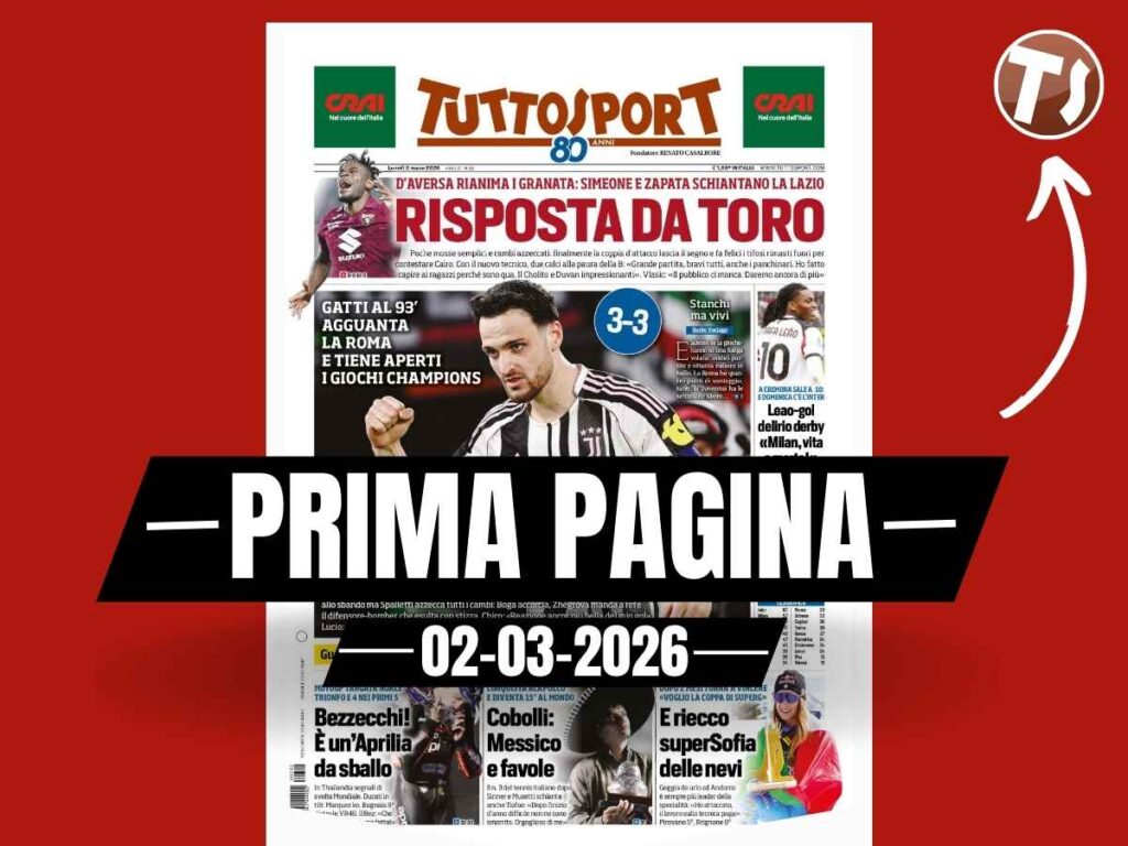 Prima pagina Tuttosport: "Leao-gol, delirio derby: 'Milan, vita o morte!'"