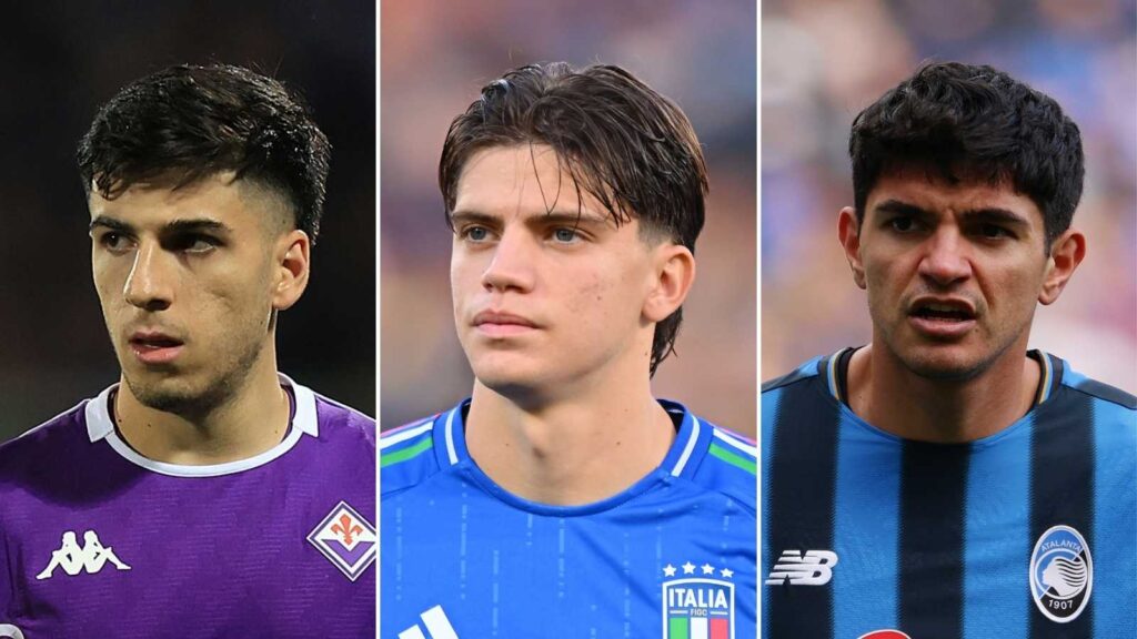 Parisi, Palestra e Bellanova con le maglie di Fiorentina, Italia e Atalanta